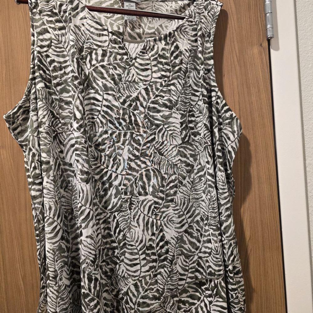 Catherines Zebra Leaf Print Tank Top